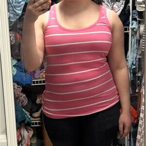 GAP Pink and White Striped Tank Top